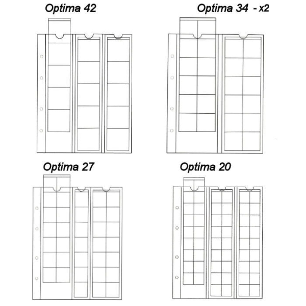 Optima MIX - 5 kart na 152 monety - LEUCHTTURM - strony do albumu Optima
