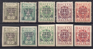 1919 Fi. 102 - 106 AB ** Wystawa marek w Warszawie - znaczki pocztowe