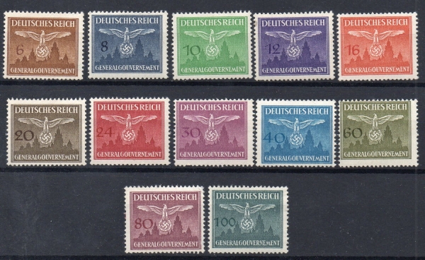 1943 Fi. GG U25 - U36 ** Znaczki urzędowe - Godło na tle Wawelu