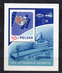 1987 Fi. blok 135 ** 30 lat badania kosmosu