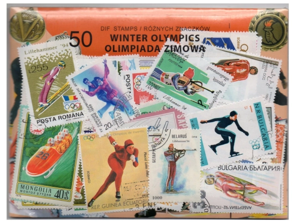 Pakiet 50 znaczków pocztowych - OLIMPIADA ZIMOWA