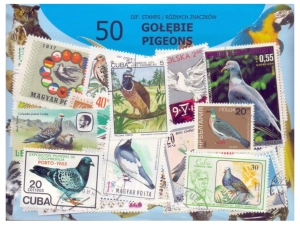 Pakiet 50 znaczków pocztowych - GOŁĘBIE
