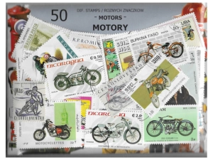 Pakiet 50 znaczków pocztowych - MOTORY