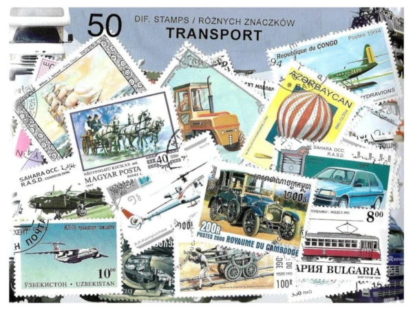 Pakiet 50 znaczków pocztowych - TRANSPORT