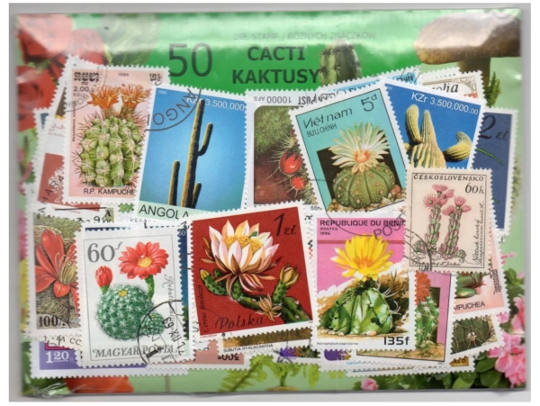 Pakiet 50 znaczków pocztowych - KAKTUSY