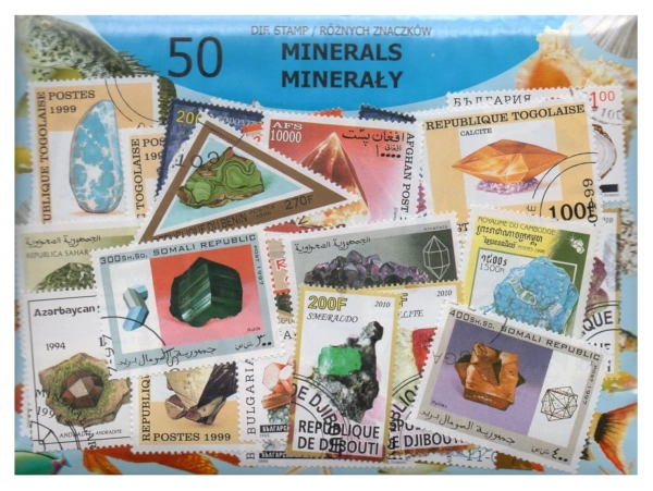 Pakiet 50 znaczków pocztowych - MINERAŁY
