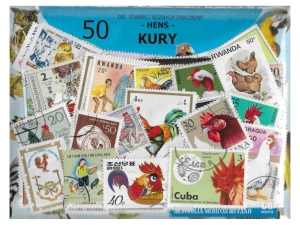 Pakiet 50 znaczków pocztowych - KURY