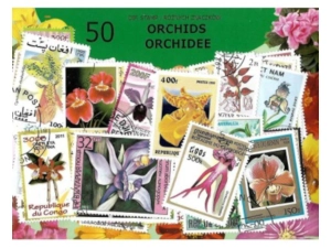 Pakiet 50 znaczków pocztowych - ORCHIDEE
