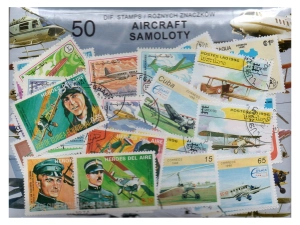 Pakiet 50 znaczków pocztowych - SAMOLOTY