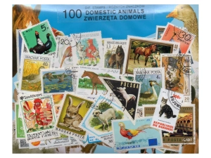 Pakiet 100 znaczków pocztowych - ZWIERZĘTA DOMOWE