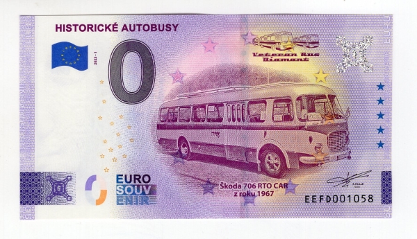 2023 banknot 0 euro Historické autobusy
