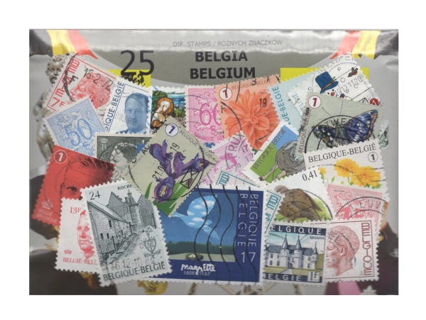 Pakiet 25 znaczków pocztowych - BELGIA