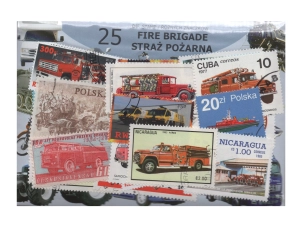 Pakiet 25 znaczków pocztowych - STRAŻ POŻARNA