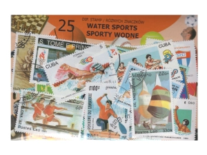 Pakiet 25 znaczków pocztowych - SPORTY WODNE