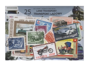Pakiet 25 znaczków pocztowych - TRANSPORT LĄDOWY