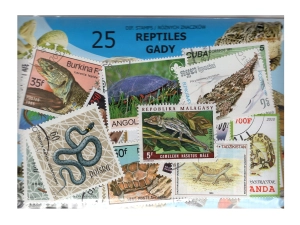 Pakiet 25 znaczków pocztowych - GADY