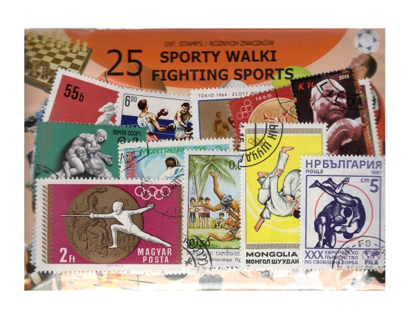 Pakiet 25 znaczków pocztowych - SPORTY WALKI
