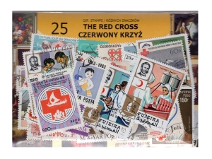 Pakiet 25 znaczków pocztowych - CZERWONY KRZYŻ