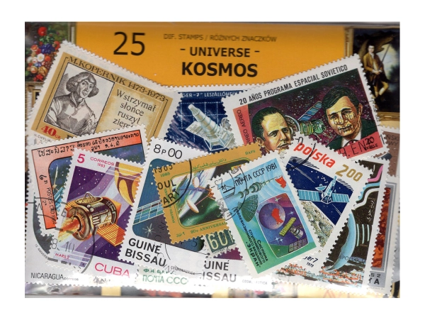 Pakiet 25 znaczków pocztowych - KOSMOS