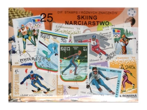 Pakiet 25 znaczków pocztowych - NARCIARSTWO