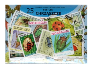Pakiet 25 znaczków pocztowych - CHRZĄSZCZE