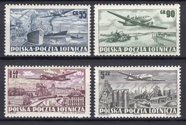 1952 Fi. 590 - 593 B ** Wydanie lotnicze ząbkowane - seria znaczków