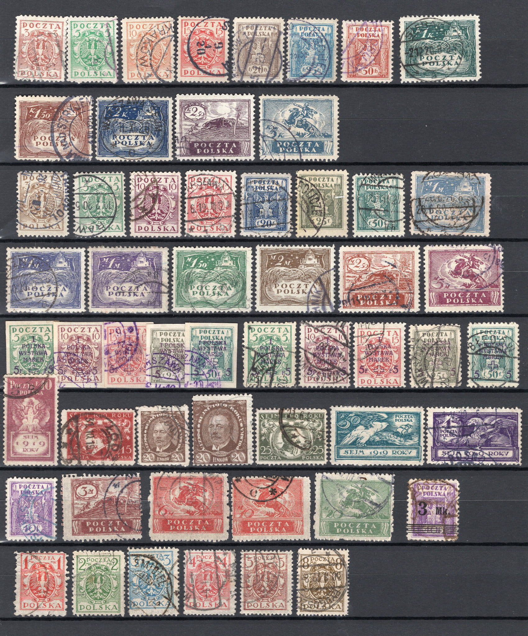 Zbiór Polskich Znaczków Pocztowych Z Lat 1919 1921 Kasowane Sklep